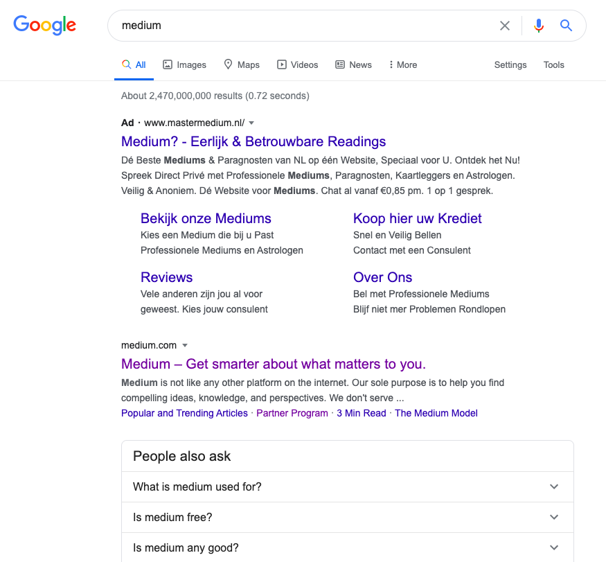 Search intent Medium