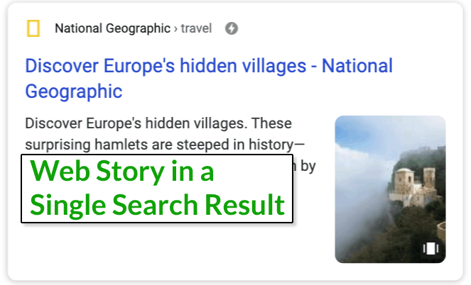 Web Story in a Single Search Result