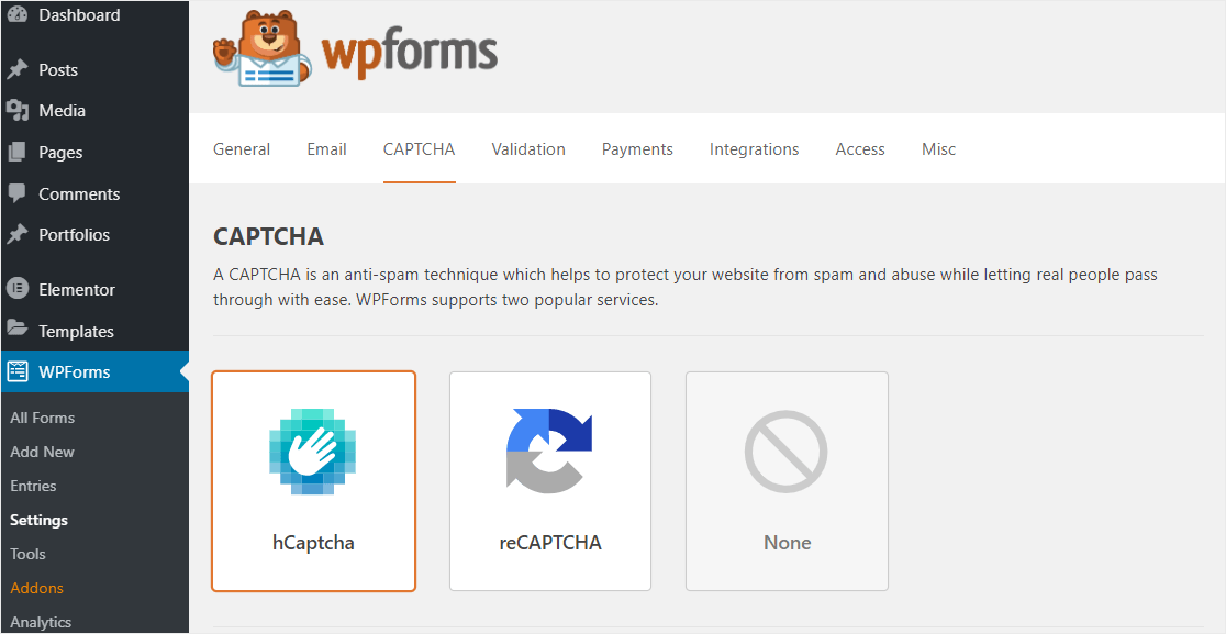 captcha wpforms