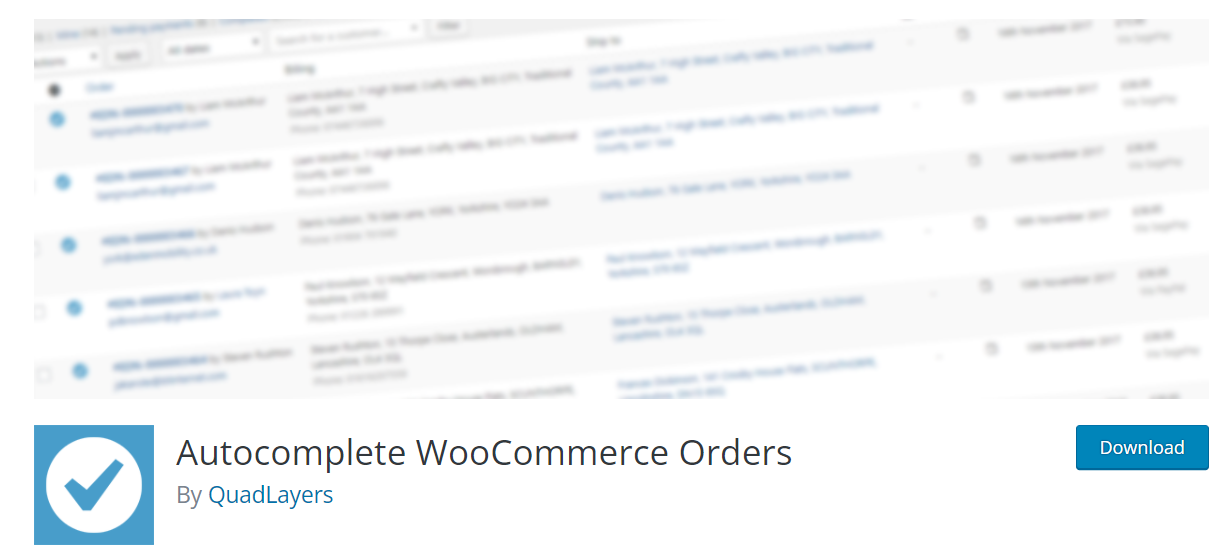 Autocomplete WooCommerce Orders